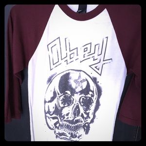 Obey baseball style 3/4 sleeve top